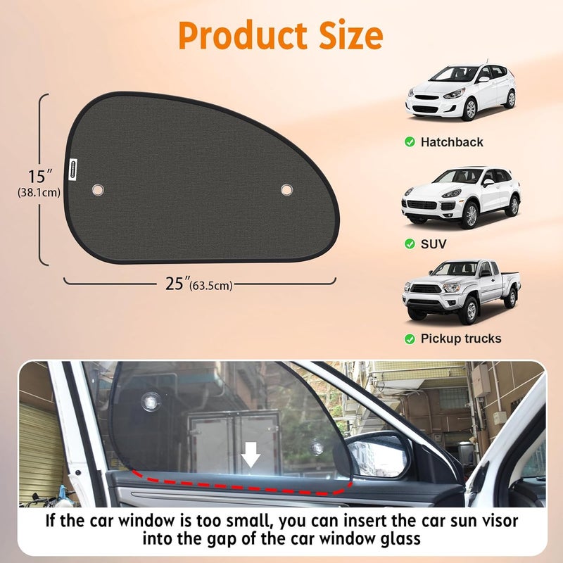 COOCTECH 2025 New Upgrade Car Window Shades for Side Window 25"X15"(2 Pack),Car Window Shade for Baby Suction Cup,Sun Shade Side Window Can Blocks 99.98% UVR - Image 2